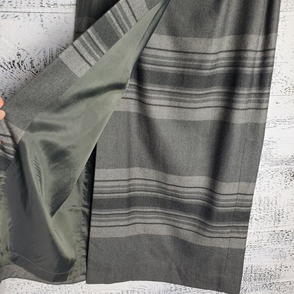 Lauren Ralph Lauren Gray Wool Long Skirt Midi Plaid Striped Classic Workwear Sz8 - Picture 4 of 9